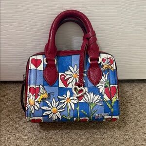 Brighton Red and Blue Checkered Floral Mini Bag